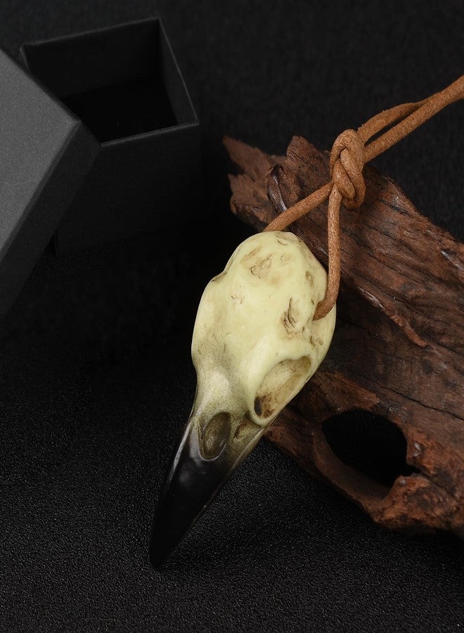SHUS LIVE Halloween Raven Skull, Gothic Crows Decor Statue Animal Skull, Fake Bone Crow Decor Raven Costumes Cosplay, Bird Skeleton Viking Necklace Head Jewelry Pendant, Witchy Gift for Home Wall Decor - Image 3